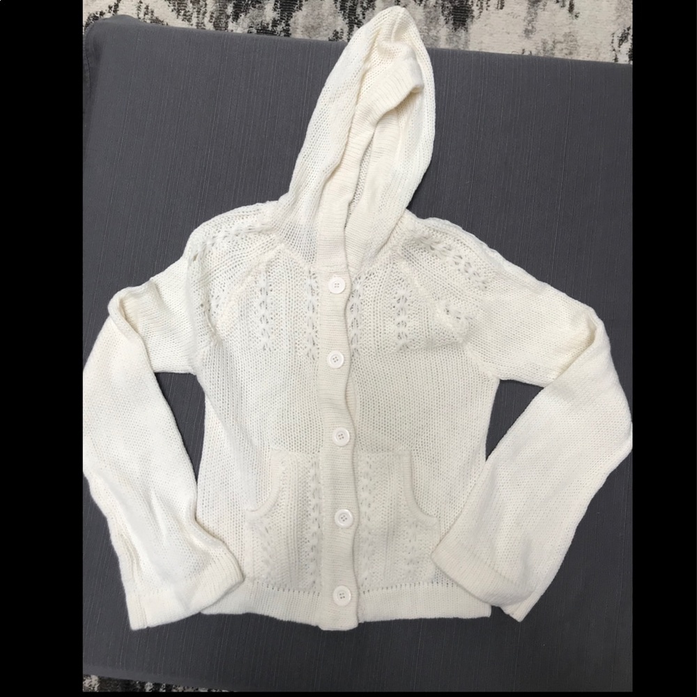 NWT-GIRL’S BUTTON DOWN KNIT SWEATER W/ HOOD SZ XL